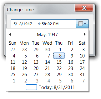 Date/Time Change Window