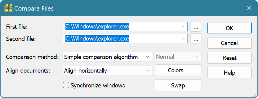 Compare Files Window