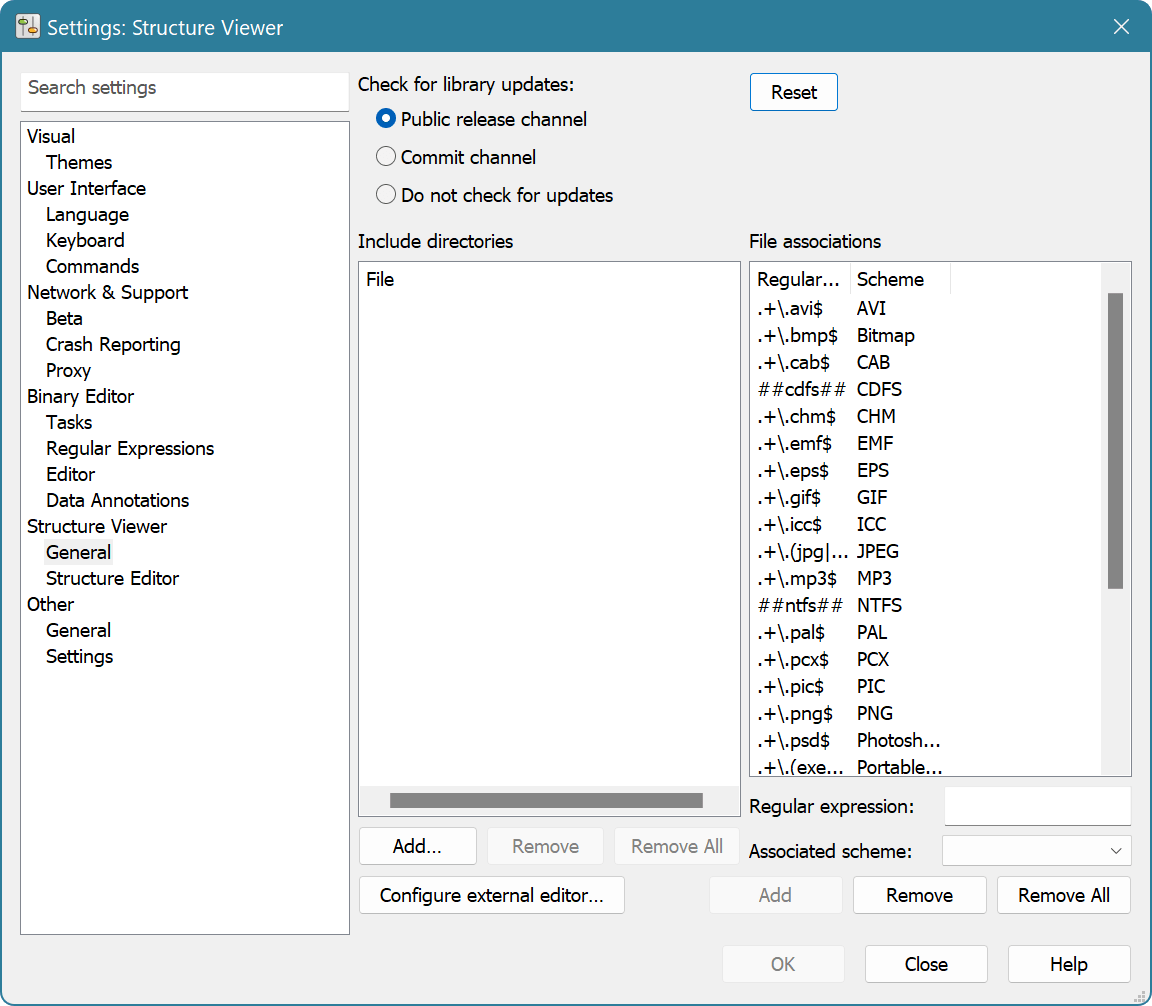 Structure Viewer Settings Page