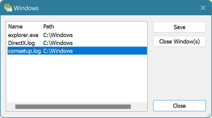 Window List Window