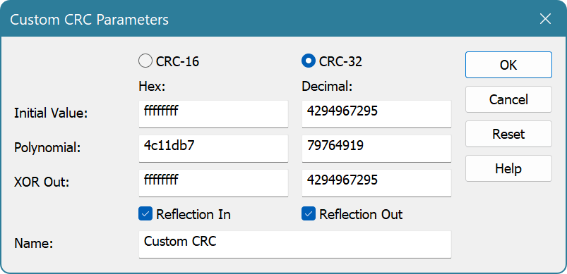 Custom CRC